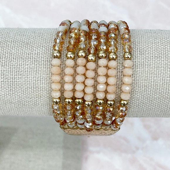 Jewelry - 3/$25 Rose gold hammered metal beaded bracelet